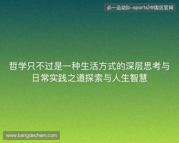 哲学只不过是一种生活方式的深层思考与日常实践之道探索与人生智慧